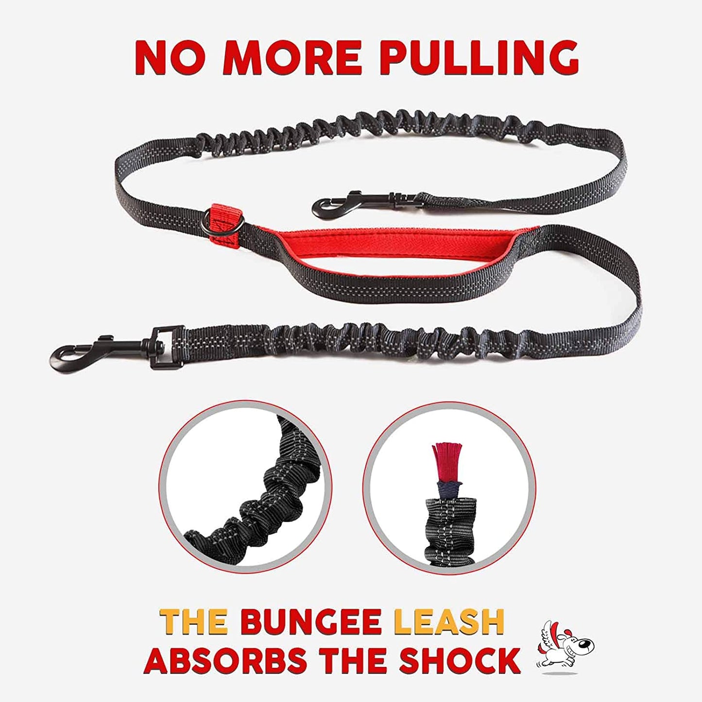 Hands Free Double Dog Leash for Small Dogs - Dual Dog Leash - Two Dog Leash No Tangle - Multiple Dog Leash for 2 Dogs - Double Leash - Leash Splitter - Double Clip Leash Coupler (Small, Black & Red)