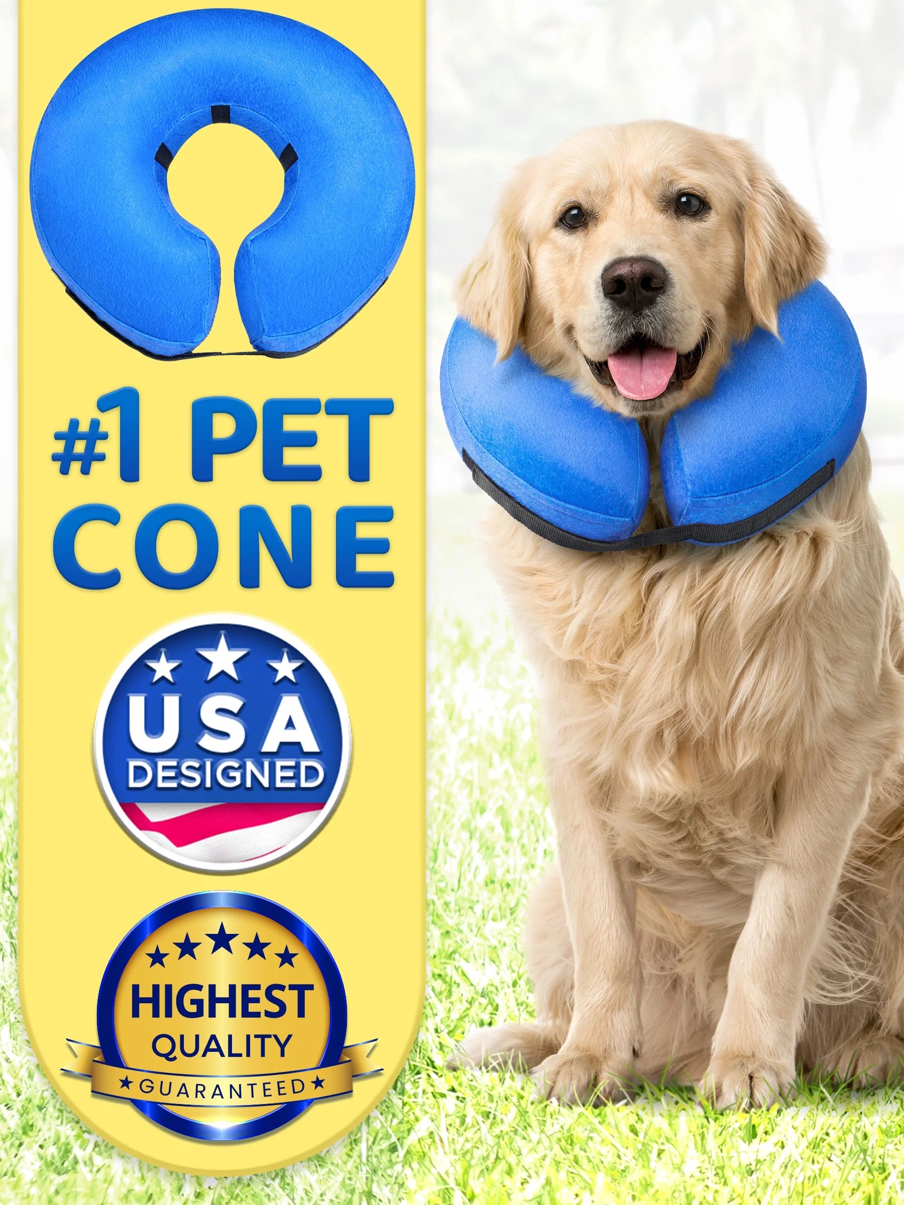 Inflatable Dog Cone (Medium), after Surgery Anti-Bite Lick Wound Soft & Comfortable Protective Collar for Cats & Dogs by