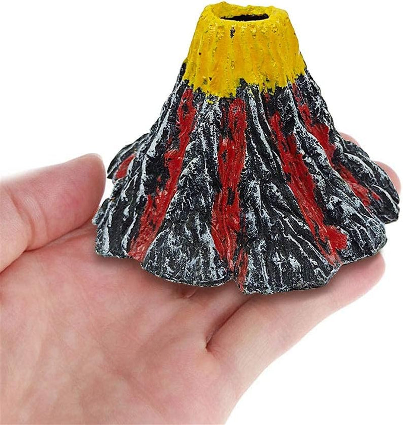 Aquarium Volcano with Air Stone Bubbler, Realistic Fish Tank Volcano Ornaments Bubble Maker for More Oxygen Aquarium Decor, Great Addition to Fish Tank Beta Aquarium (S= 3.4 X 2.2 X 0.8 Inch)