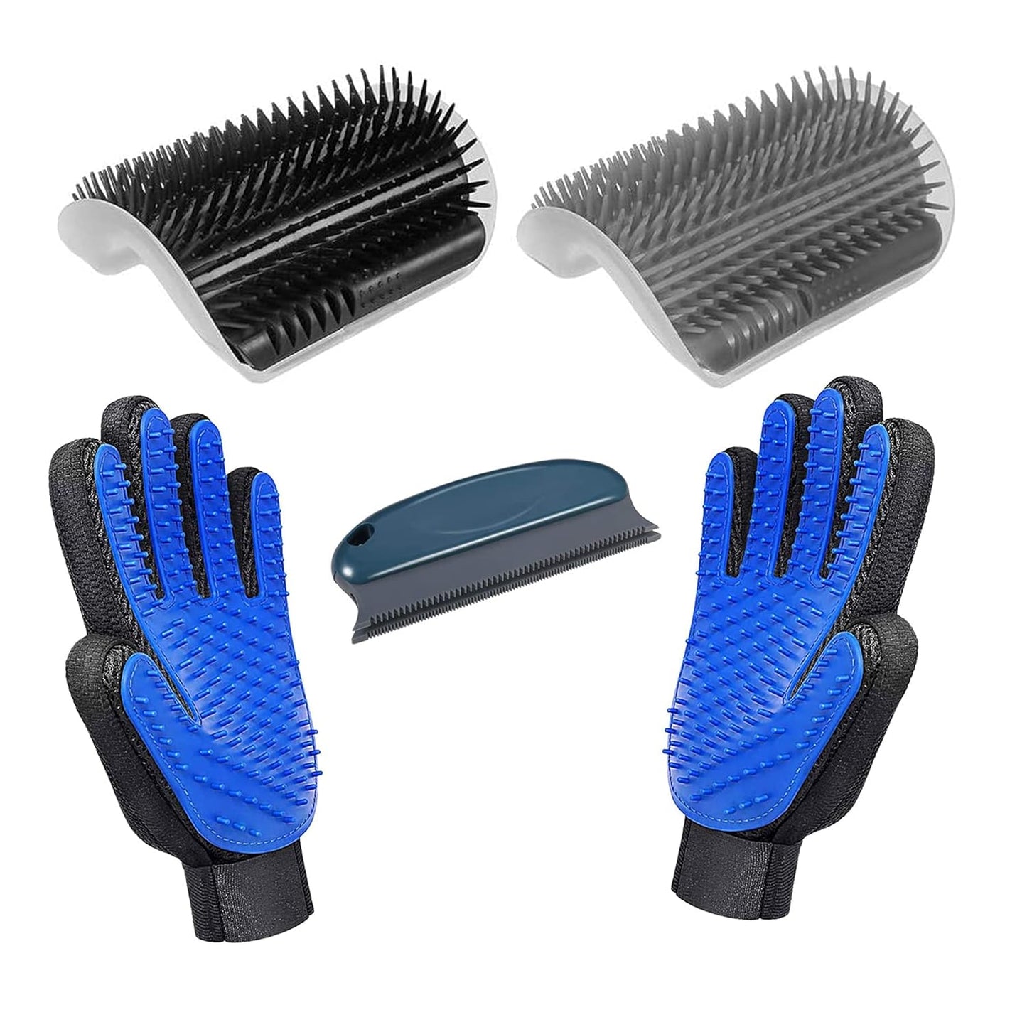 5 Pack Cat Groomer Brush Set, Cat Self Groomers Corner Massage Combs with Catnip, Pet Grooming Mitts Brush Gloves for Short Long Fur Cats Puppy, Pet Hair Remover Brush Lint Remover