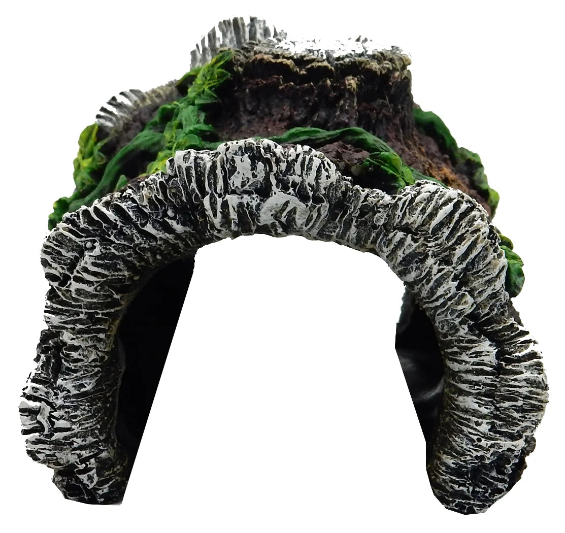 X-Large Wood Log Reptile Ornament - Brown, White, Green