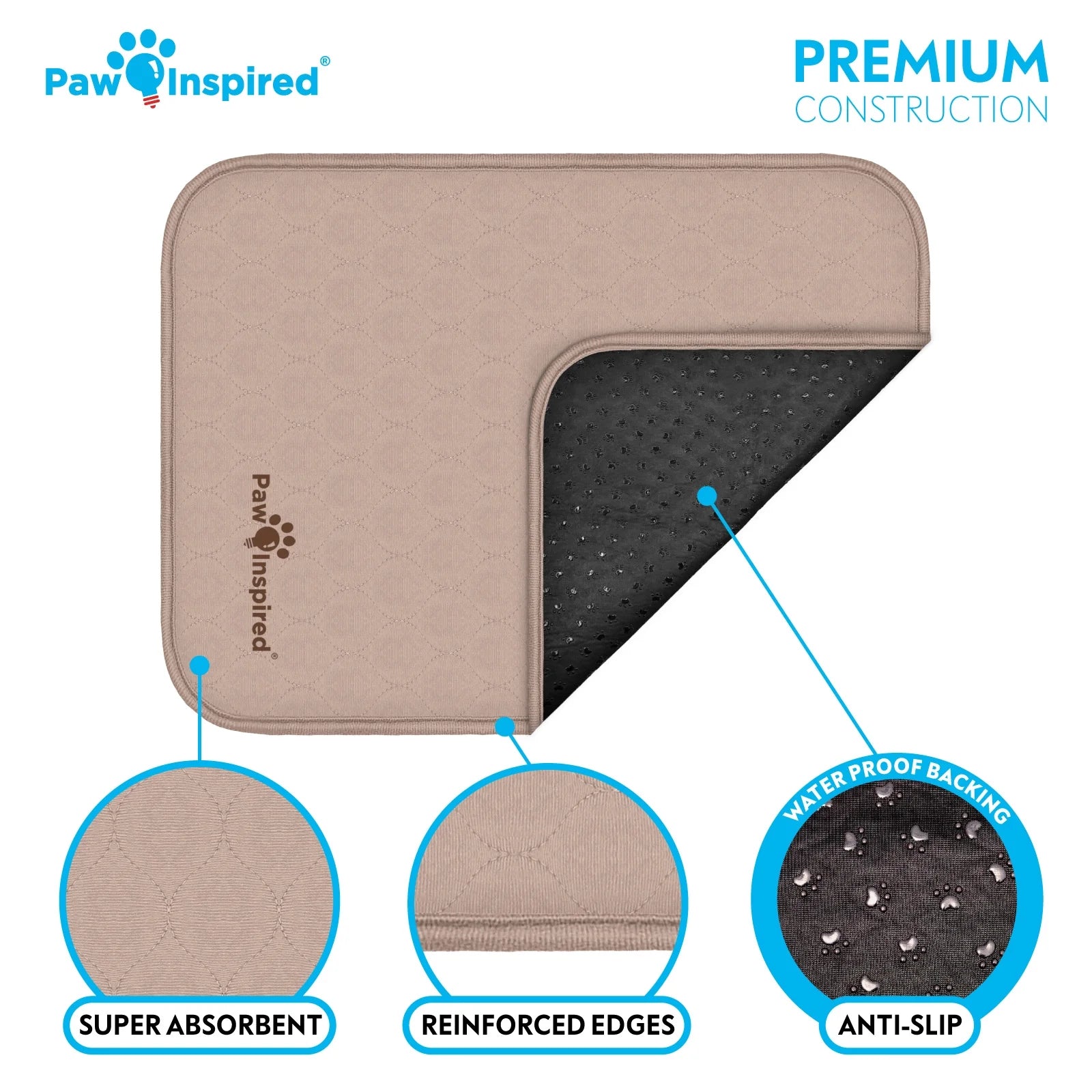 2Ct  Dog Crate Pads Mats Size 24X18” for Use with 24” Kennel and Crate | Washable Waterproof Dog Pee Pads