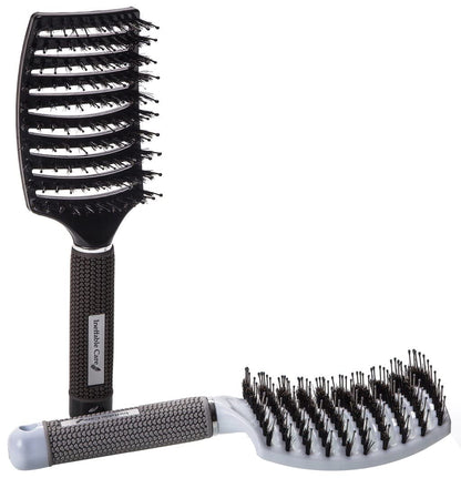 Boar Bristle Hair Brush Set – Curved and Vented for Wet and Dry Detangling Hair Brush for Women Long, Thick, Thin, Curly & Tangled Hair Vent Brush - Stocking Stuffers Gift Kit