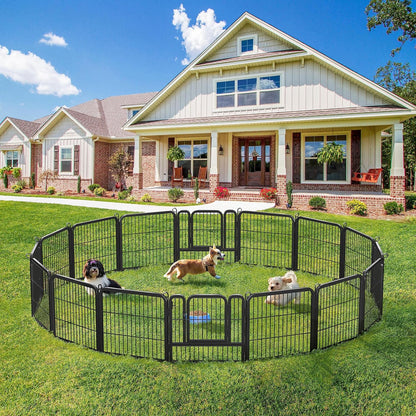 Dog Playpen Outdoor 24 Inch 16 Panels Indoor Dog Fence Metal Dog Pen Heavy Duty Pet Puppy Exercise Pen for RV Camping Garden Yard