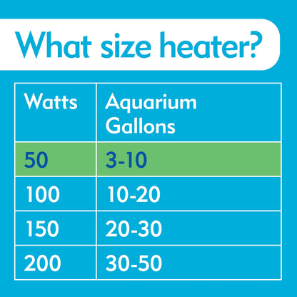 Heater Glass Life Thermal 50W for 3-10 Gallon Aquariums