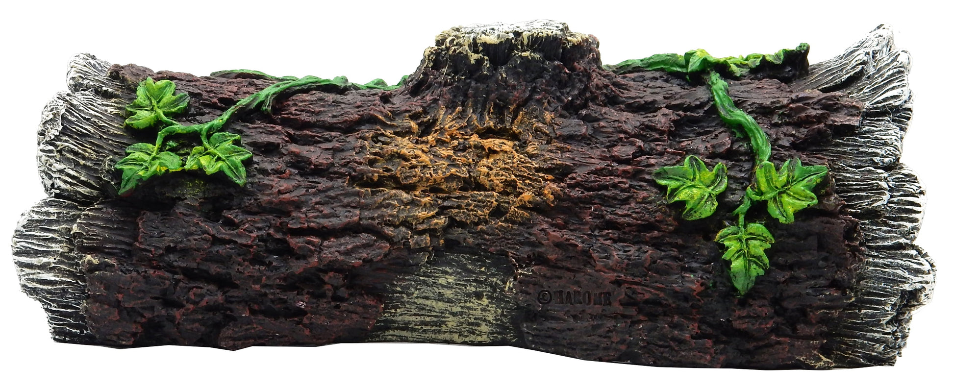 X-Large Wood Log Reptile Ornament - Brown, White, Green