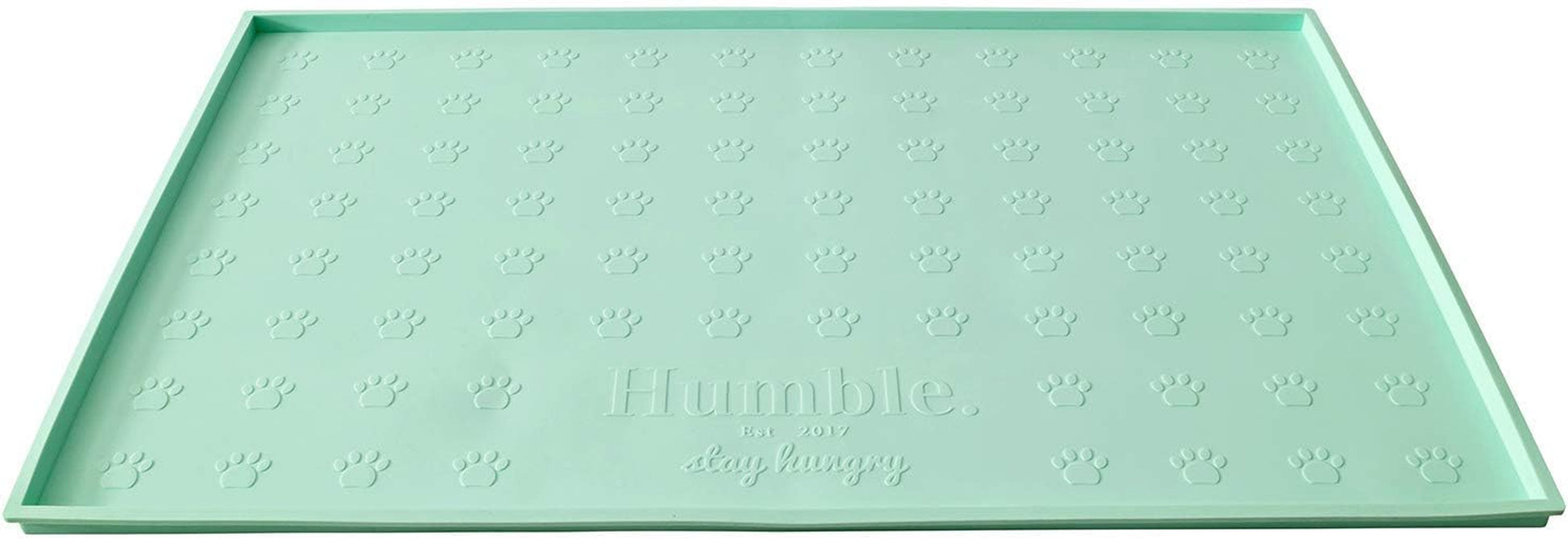 Food Mat Feeding Tray - Non-Slip, Anti-Spill, Raised Dog Food Mat, Easy Clean Waterproof - Premium Quality Silicone - Perfect for Dog Bowl Mat and Cat Feeding Mat Tray, 24"X16" (Cool Mint)