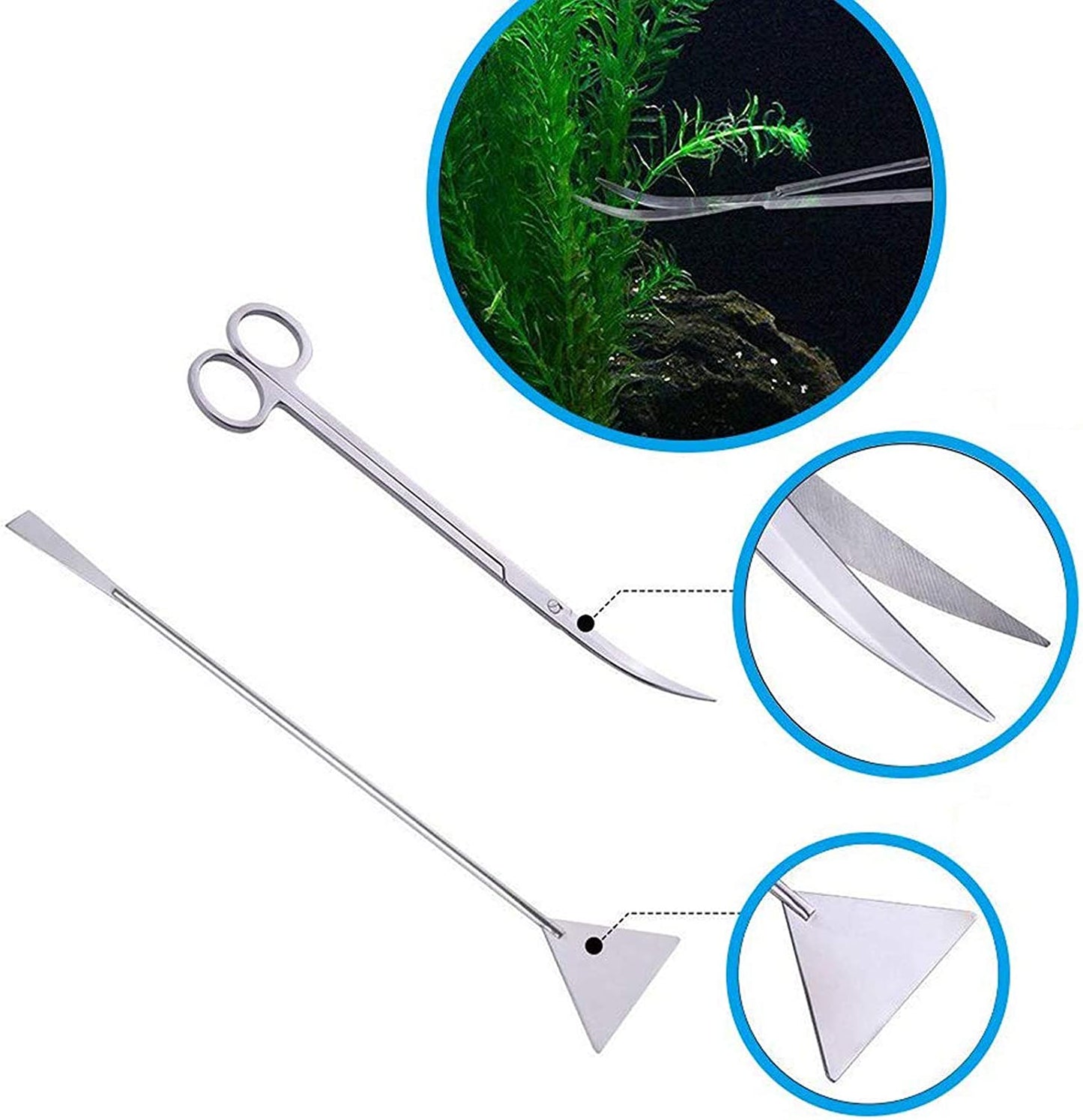 Aquarium Aquascaping Tool, Long Tweezers Scissors Spatula, 4 in 1 Stainless Steel Aquatic Plants Set for Fish Starter Kits, Aquariums Tank and Terrarium