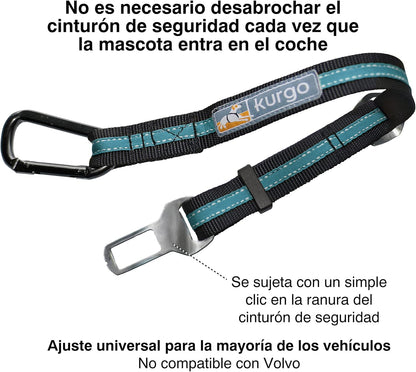 Direct to Seatbelt Tether for Dogs, Dog Seat Belt for Car, Adjustable Dog Safety Belt Leash, Quick & Easy Installation, Works with Any Pet Harness, (Carabiner Clip, Coastal Blue)