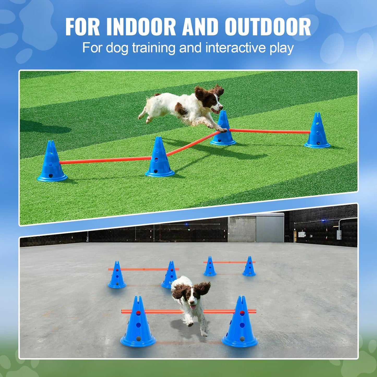 VEVOR Dog Agility Hurdle Cone Set 6 PCS Kit-12 Xcones 6 Xagility Rods with Bag