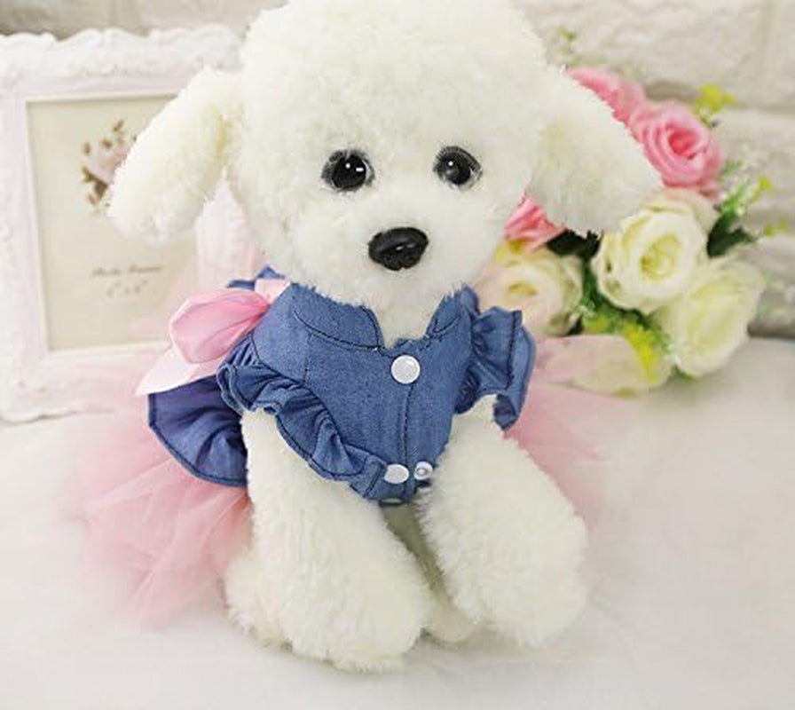 Dog Dress Cowboy Bow Jumpsuits Pets Party Clothes for Puppy Cat Lace Skirt Mesh Princess Tutu Dresses