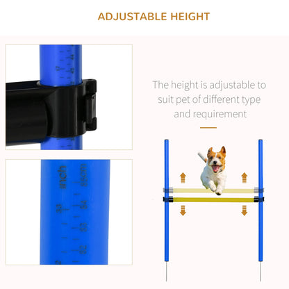 4PC Obstacle Dog Agility Training Course Kit Backyard Competitive Equipment- Blue/Yellow