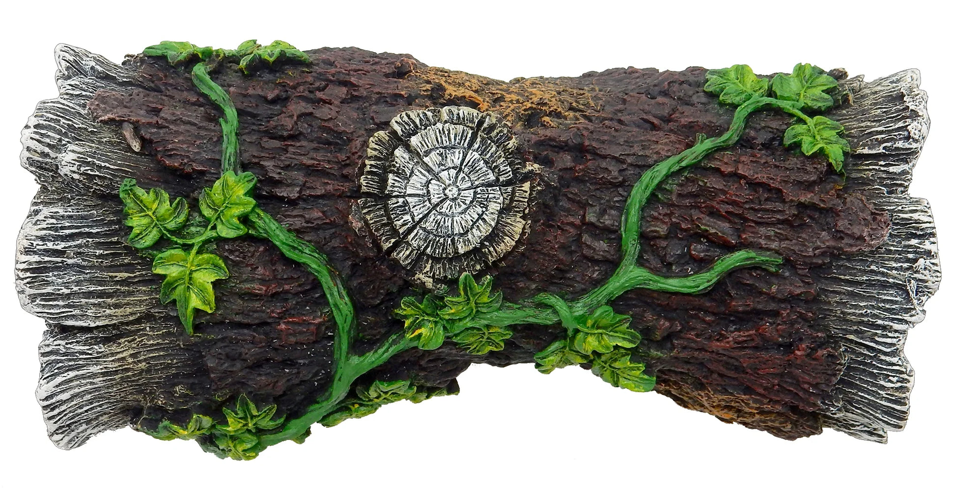 X-Large Wood Log Reptile Ornament - Brown, White, Green