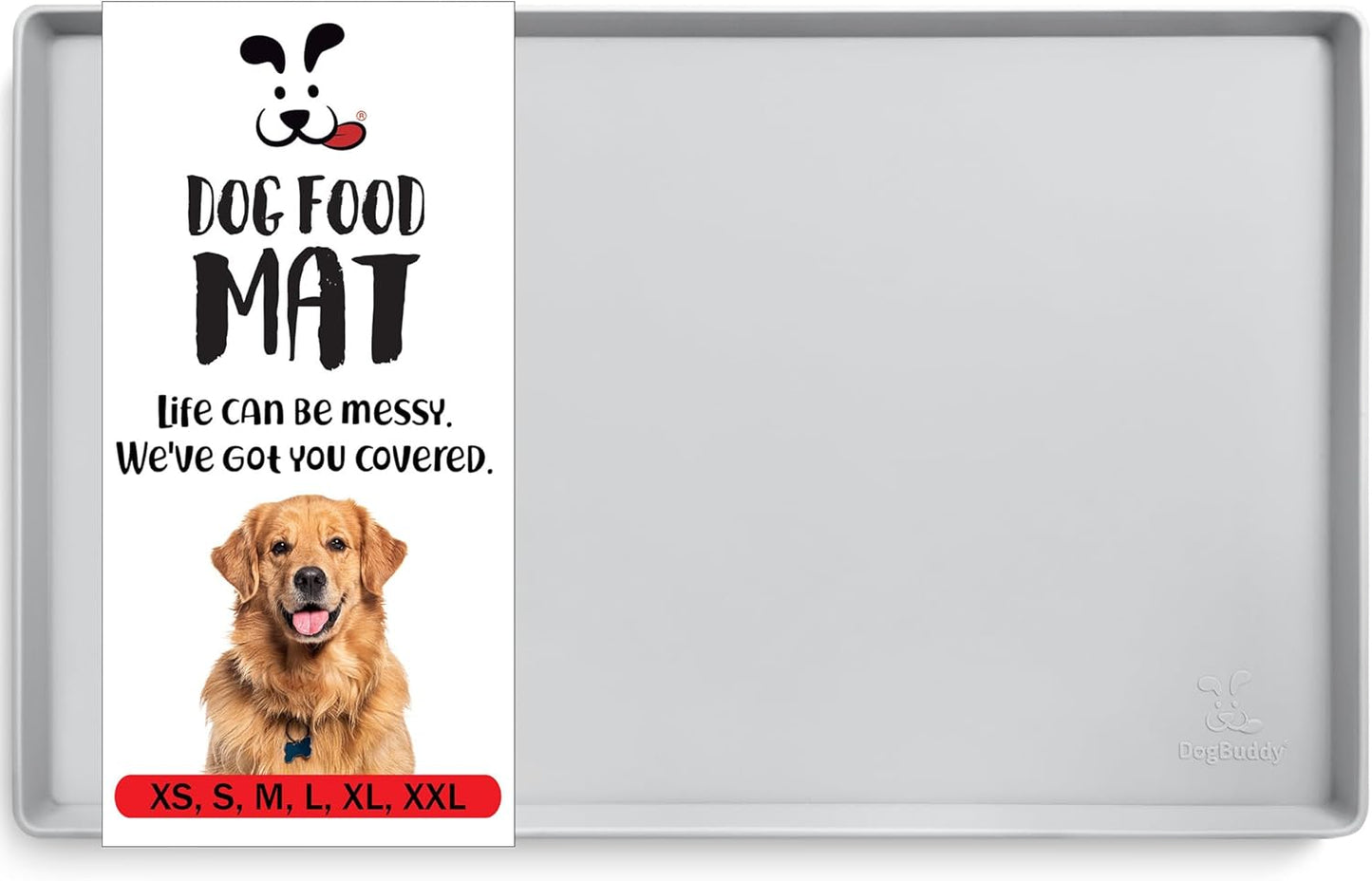 Dog Food Mat – Waterproof Dog Bowl Mat for Food and Water, Silicone Pet Feeding Mats for Floors, Non-Slip Placemat with High Edges for Dogs Bowls, Puppy Essentials (Large: 24"X16", Mist)