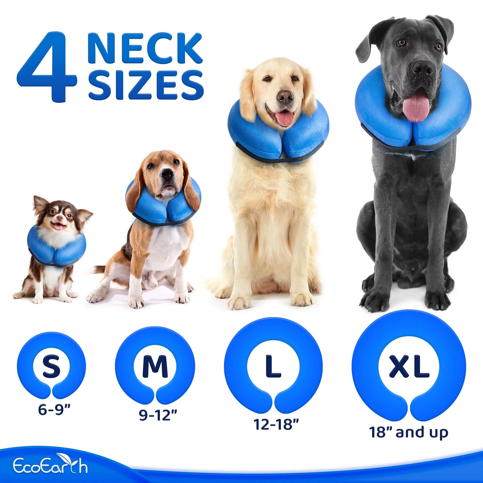 Inflatable Dog Cone (Medium), after Surgery Anti-Bite Lick Wound Soft & Comfortable Protective Collar for Cats & Dogs by