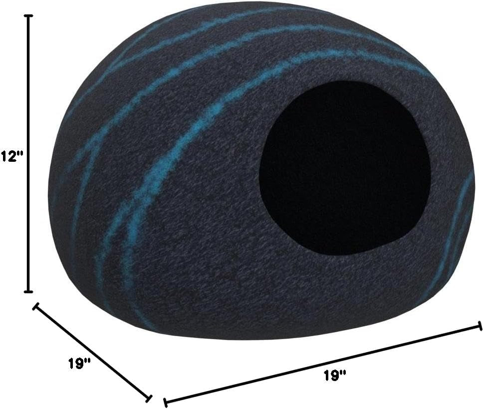 Cat Cave – Premium Felt Cat Bed for Indoor Cats, Handmade 100% Merino Wool (Dark Shades) (Large, Black Aqua)