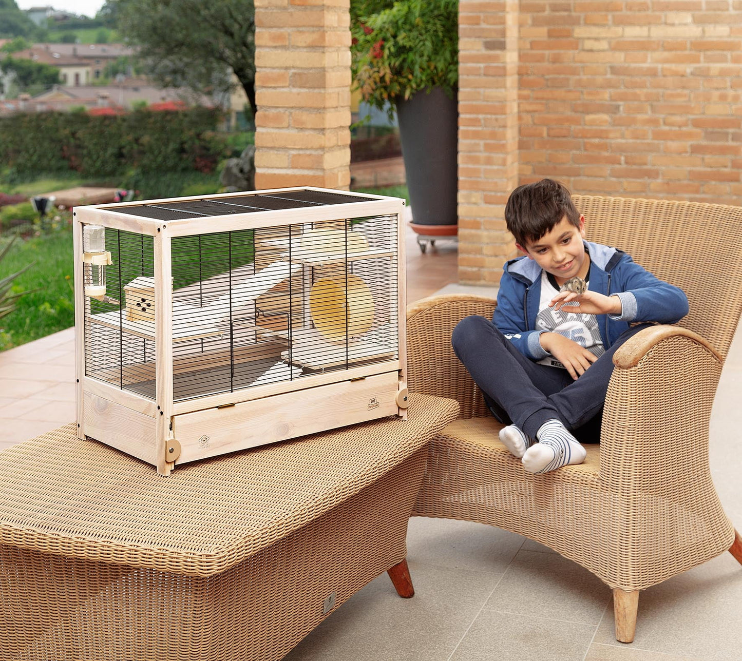 Hamsterville Hamster Cage | Natural Wood Hamster Cage Includes ALL Accessories | 23.6L X 13.4W X 19.3H Inches, 15 Lbs.