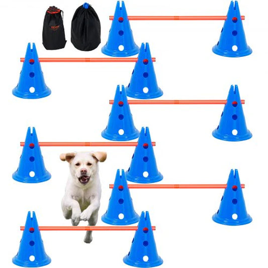 VEVOR Dog Agility Hurdle Cone Set 6 PCS Kit-12 Xcones 6 Xagility Rods with Bag