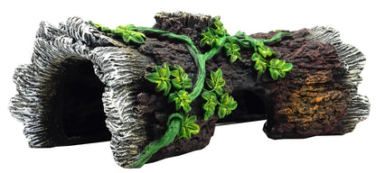 X-Large Wood Log Reptile Ornament - Brown, White, Green