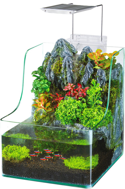 Aquaterrium Tank - Hydroponic Glass Aquarium for Live Plants and Fish - 1.85 Gallons