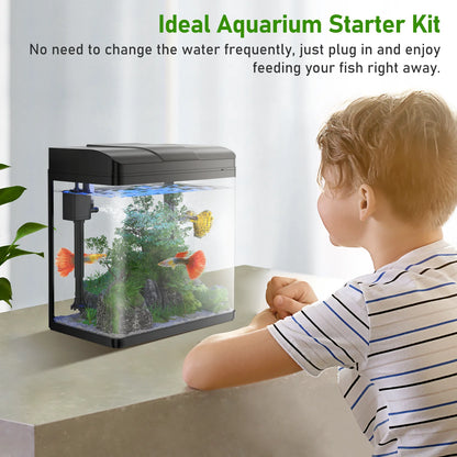 Fish Tank, 1.7 Gallon Glass Aquarium with Air Pump & LED Light & Filter, Small Fish Tank for Betta Fish Starter Kit (Black)